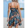 CUPSHE Women’s Mini Dress V Neck Tropical Floral Beach Sleeveless Adjustable Straps Casual A Line Summer Vacation Dresses(Navy Floral)