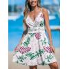 CUPSHE Women’s Mini Dress V Neck Tropical Floral Beach Sleeveless Adjustable Straps Casual A Line Summer Vacation Dresses(White Floral)