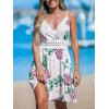 CUPSHE Women’s Mini Dress V Neck Tropical Floral Beach Sleeveless Adjustable Straps Casual A Line Summer Vacation Dresses(White Floral)