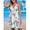 CUPSHE Women’s Mini Dress V Neck Tropical Floral Beach Sleeveless Adjustable Straps Casual A Line Summer Vacation Dresses(White Floral)