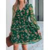CUPSHE Women’s Mini Dresses Casual Spring V Neck Chiffon Long Peasant Sleeves Flowy Spring Dress(Green Floral)