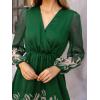 CUPSHE Women’s Mini Dresses Casual Spring V Neck Chiffon Long Peasant Sleeves Flowy Spring Dress(Green Paisley)