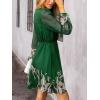 CUPSHE Women’s Mini Dresses Casual Spring V Neck Chiffon Long Peasant Sleeves Flowy Spring Dress(Green Paisley)