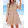 CUPSHE Women’s Mini Dresses Casual Spring V Neck Chiffon Long Peasant Sleeves Flowy Spring Dress(Light Apricot)
