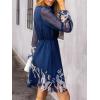 CUPSHE Women’s Mini Dresses Casual Spring V Neck Chiffon Long Peasant Sleeves Flowy Spring Dress(Midnight Blue Floral)