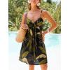 CUPSHE Women’s Mini Summer Dresses Sleeveless Sweetheart Tropical Casual Reasort Wear Sundress Beach Vacation Short Dress(Black/Green)