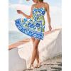 CUPSHE Women’s Mini Summer Dresses Sleeveless Sweetheart Tropical Casual Reasort Wear Sundress Beach Vacation Short Dress(Blue Tropical)
