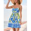 CUPSHE Women’s Mini Summer Dresses Sleeveless Sweetheart Tropical Casual Reasort Wear Sundress Beach Vacation Short Dress(Blue Tropical)