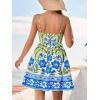 CUPSHE Women’s Mini Summer Dresses Sleeveless Sweetheart Tropical Casual Reasort Wear Sundress Beach Vacation Short Dress(Blue Tropical)