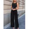 CUPSHE Women’s Romper Sleeveless Crew Neck Waist Cutout Wide Leg Maxi Jumpsuit Outfit Casual Dressy(Black)