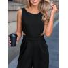 CUPSHE Women’s Romper Sleeveless Crew Neck Waist Cutout Wide Leg Maxi Jumpsuit Outfit Casual Dressy(Black)
