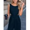 CUPSHE Women’s Romper Sleeveless Crew Neck Waist Cutout Wide Leg Maxi Jumpsuit Outfit Casual Dressy(Navy)