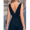 CUPSHE Women’s Romper Sleeveless Crew Neck Waist Cutout Wide Leg Maxi Jumpsuit Outfit Casual Dressy(Navy)