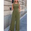 CUPSHE Women’s Romper Sleeveless Crew Neck Waist Cutout Wide Leg Maxi Jumpsuit Outfit Casual Dressy(Navy Green)