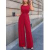 CUPSHE Women’s Romper Sleeveless Crew Neck Waist Cutout Wide Leg Maxi Jumpsuit Outfit Casual Dressy(Red)