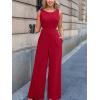 CUPSHE Women’s Romper Sleeveless Crew Neck Waist Cutout Wide Leg Maxi Jumpsuit Outfit Casual Dressy(Red)