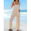 CUPSHE Women’s Sleeveless Spaghetti Strap Jumpsuit Wide Leg Dressy Work Beach Vacation Long Pants with Pockets(Beige)