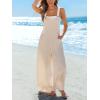 CUPSHE Women’s Sleeveless Spaghetti Strap Jumpsuit Wide Leg Dressy Work Beach Vacation Long Pants with Pockets(Beige)