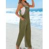 CUPSHE Women’s Sleeveless Spaghetti Strap Jumpsuit Wide Leg Dressy Work Beach Vacation Long Pants with Pockets(Green)
