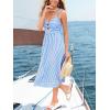 CUPSHE Women’s Striped Summer Dresses Casual Cutout Sleeveless Spaghetti Strap Beach Sundress Smocked Long Flowy Midi Dress(Blue Striped)
