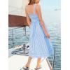 CUPSHE Women’s Striped Summer Dresses Casual Cutout Sleeveless Spaghetti Strap Beach Sundress Smocked Long Flowy Midi Dress(Blue Striped)