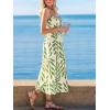 CUPSHE Women’s Summer Dresse Floral Boho Ruched Flowy Ruffle Vacation Hawaiian Cami Smocked Midi Dress(Green)