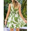CUPSHE Women’s Summer Dresses Floral Tropical V Neck Sleeveless Smocked Beach Vacation Mini Dress(Green)