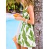 CUPSHE Women’s Summer Dresses Floral Tropical V Neck Sleeveless Smocked Beach Vacation Mini Dress(Green)