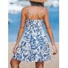 CUPSHE Women’s Summer Dresses Floral V Neck Elastic Smocked Waist Sleeveless Vacation Beach Mini Dress(Blue)