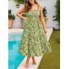 CUPSHE Women’s Summer Dresses Sleeveless Square Neck Ruffle Strap Split Hem Tiered Beach Maxi Dress(Green)