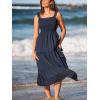 CUPSHE Women’s Summer Dresses Sleeveless Square Neck Ruffle Strap Split Hem Tiered Beach Maxi Dress(Navy)