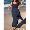 CUPSHE Women’s Summer Dresses Sleeveless Square Neck Ruffle Strap Split Hem Tiered Beach Maxi Dress(Navy)