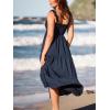 CUPSHE Women’s Summer Dresses Sleeveless Square Neck Ruffle Strap Split Hem Tiered Beach Maxi Dress(Navy)
