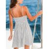 CUPSHE Womens Summer Dresses Smocked Sleeveless Square Neck Striped Mini Dress with Pockets(Black Striped)