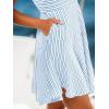 CUPSHE Womens Summer Dresses Smocked Sleeveless Square Neck Striped Mini Dress with Pockets(Blue Striped)
