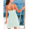 CUPSHE Womens Summer Dresses Smocked Sleeveless Square Neck Striped Mini Dress with Pockets(Green Striped)