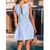 CUPSHE Women’s Summer Dresses Striped Tie Back Cutout Boat Neck Shirred Smocked Sleeveless Tank Mini Dress(Blue)