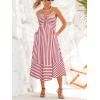 CUPSHE Women’s Summer Dresses Striped V Neck Spaghetti Strap Sleeveless Tie Front Cutout Beach Maxi Dress(Red)