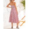 CUPSHE Women’s Summer Dresses Striped V Neck Spaghetti Strap Sleeveless Tie Front Cutout Beach Maxi Dress(Red)
