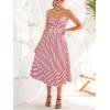 CUPSHE Women’s Summer Dresses Striped V Neck Spaghetti Strap Sleeveless Tie Front Cutout Beach Maxi Dress(Red)