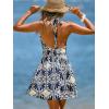 CUPSHE Women’s Summer Dresses Tropical Halter Backless V Neck Sleeveless Hawaiian Twist Waist Vacation Dress(Navy)