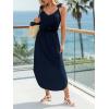 CUPSHE Women’s Summer Dresses V Neck Sleeveless 3D Floral Spaghetti Straps Smocekd Elastic Waist Casual Maxi Dress(Navy)