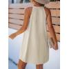 CUPSHE Womens Summer Dresses V Neck Sleeveless Striped Button Up Mini Casual Coverup Dress(Beige)