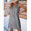 CUPSHE Womens Summer Dresses V Neck Sleeveless Striped Button Up Mini Casual Coverup Dress(Black)