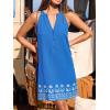 CUPSHE Womens Summer Dresses V Neck Sleeveless Striped Button Up Mini Casual Coverup Dress(Blue Floral)