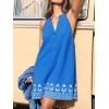 CUPSHE Womens Summer Dresses V Neck Sleeveless Striped Button Up Mini Casual Coverup Dress(Blue Floral)