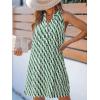 CUPSHE Womens Summer Dresses V Neck Sleeveless Striped Button Up Mini Casual Coverup Dress(Green Wave)