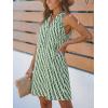 CUPSHE Womens Summer Dresses V Neck Sleeveless Striped Button Up Mini Casual Coverup Dress(Green Wave)