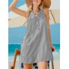 CUPSHE Womens Summer Dresses V Neck Sleeveless Striped Button Up Mini Casual Coverup Dress(Navy)