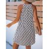 CUPSHE Womens Summer Dresses V Neck Sleeveless Striped Button Up Mini Casual Coverup Dress(Navy Wave)